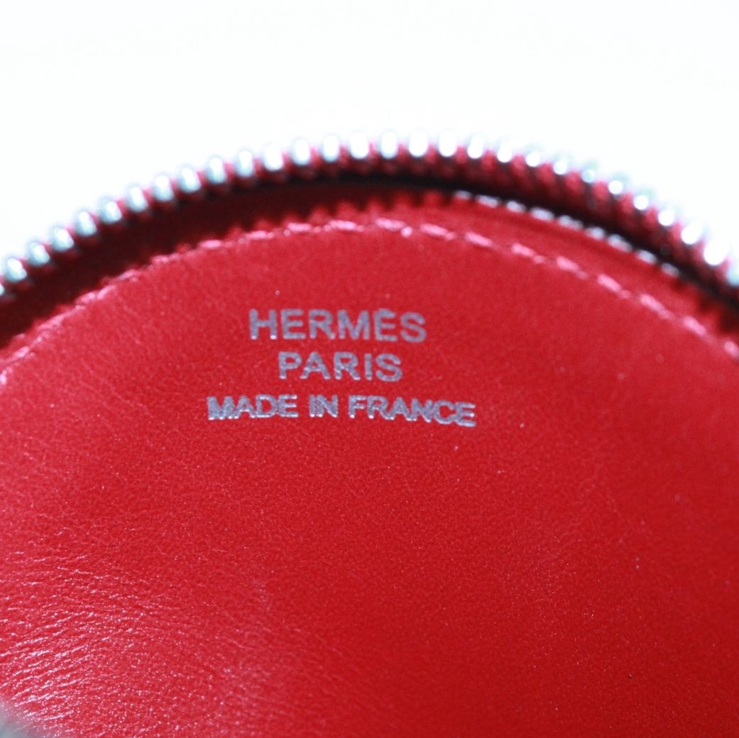 Hermes Tutti Frutti Coin Purse Box Calf Red Wallet Silver — view 8