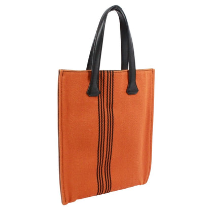 Hermes Potamos Cabas PM Leather Canvas Orange Black Tote Bag — view 2