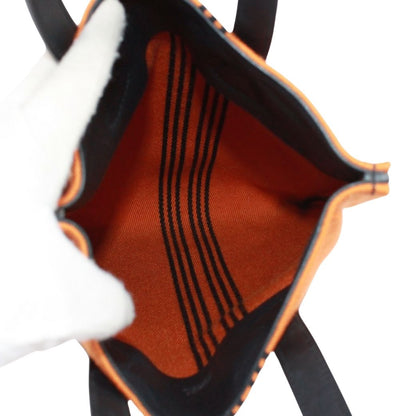 Hermes Potamos Cabas PM Leather Canvas Orange Black Tote Bag — view 7