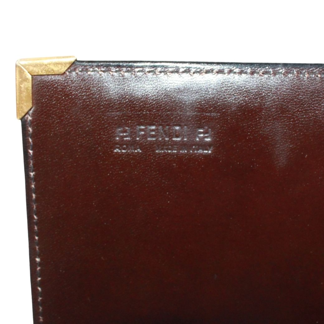 Fendi Zucca Vintage Leather Canvas Brown Shoulder Bag Gold — view 8