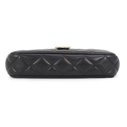 Chanel Chain Shoulder Bag Quilted CC Logo Lambskin Suede Black — view 3