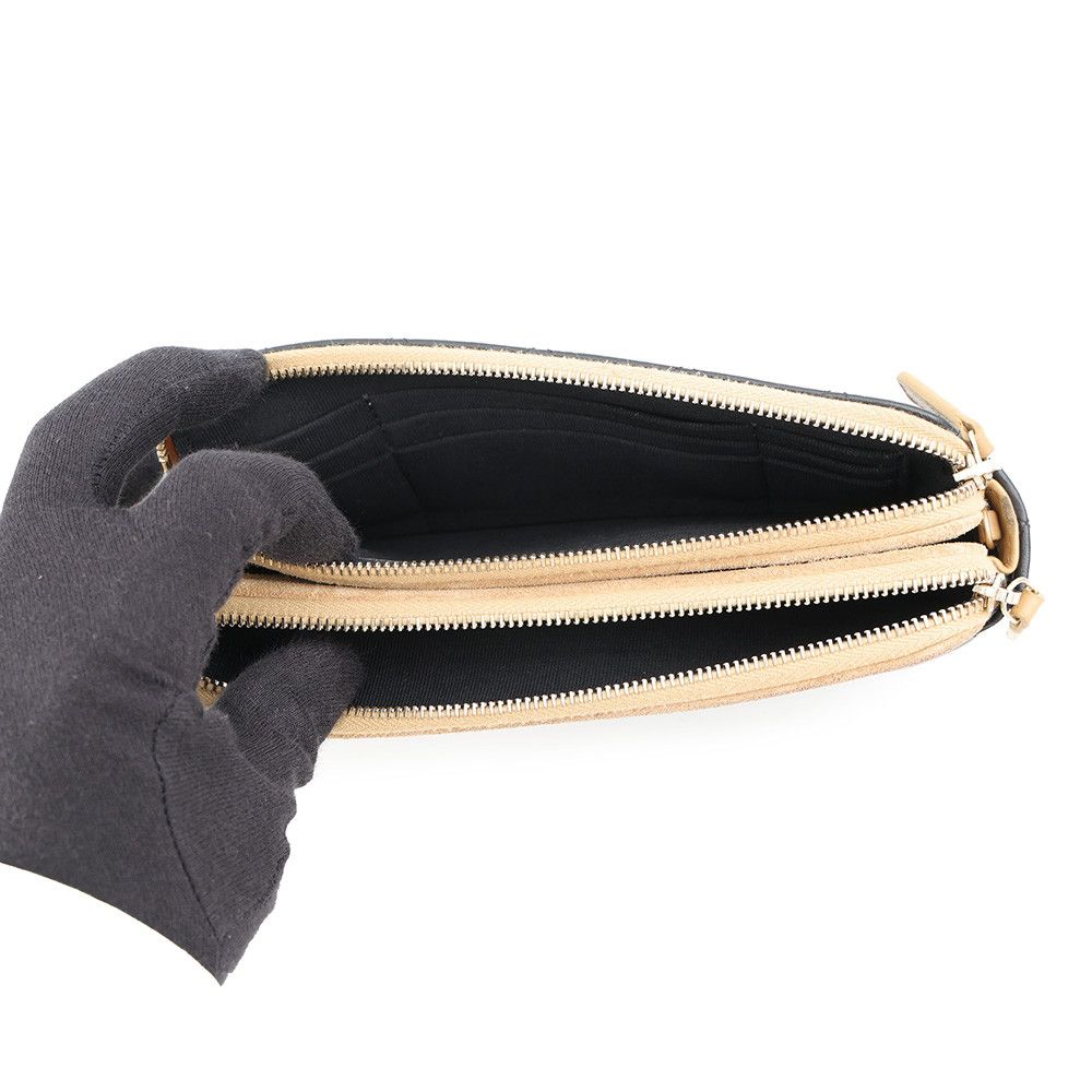 Chanel Chain Shoulder Bag Quilted CC Logo Lambskin Suede Black — view 7