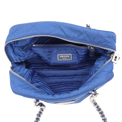 Prada Chain Shoulder Bag Triangle Logo Quilted Nylon — view 5
