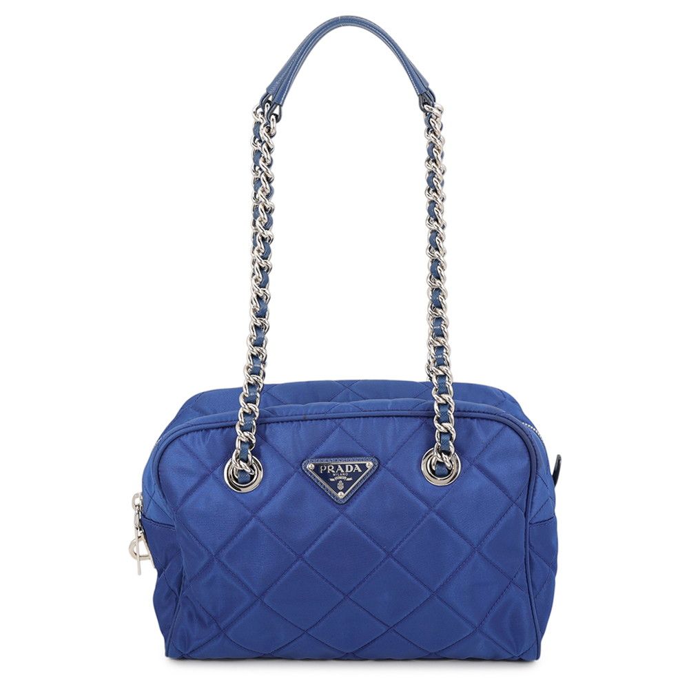 Prada Chain Shoulder Bag Triangle Logo Quilted Nylon