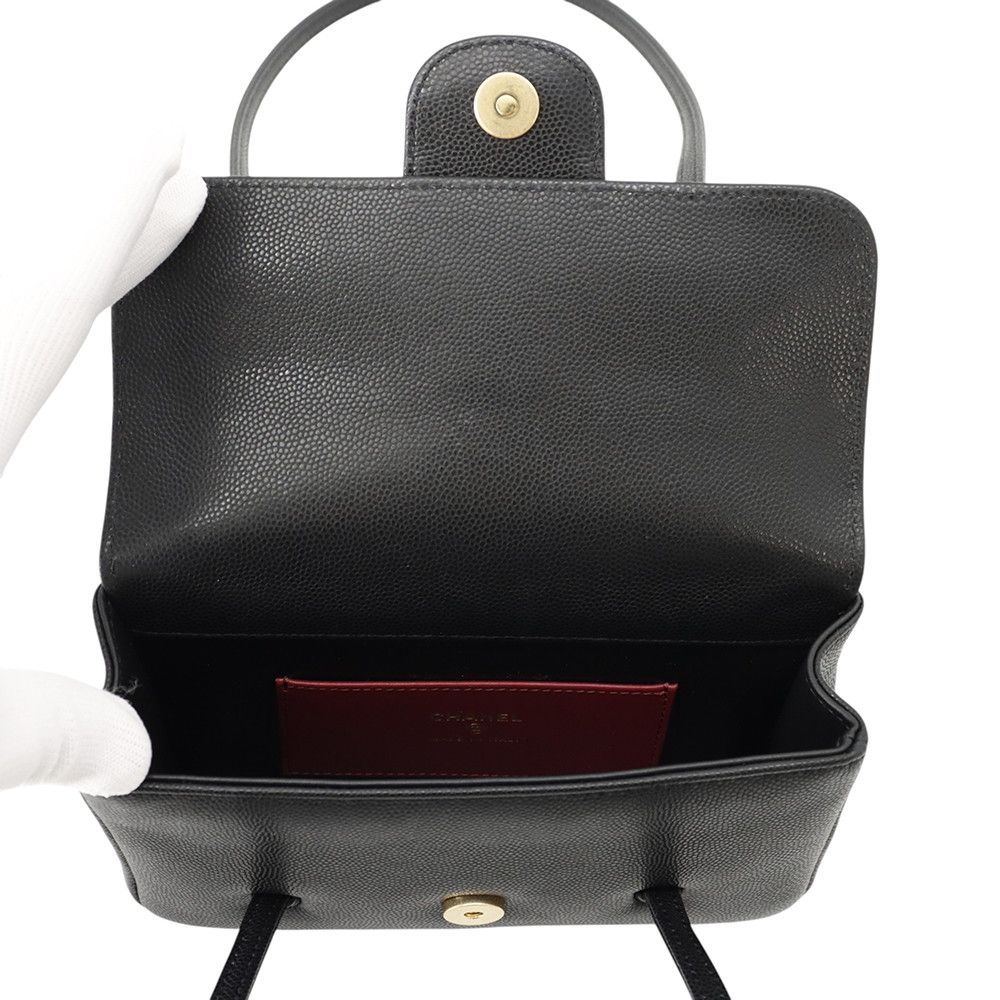 Chanel Shoulder Bag Strap Clutch CC Logo Caviar Leather 26 Pre Collection Black — view 6