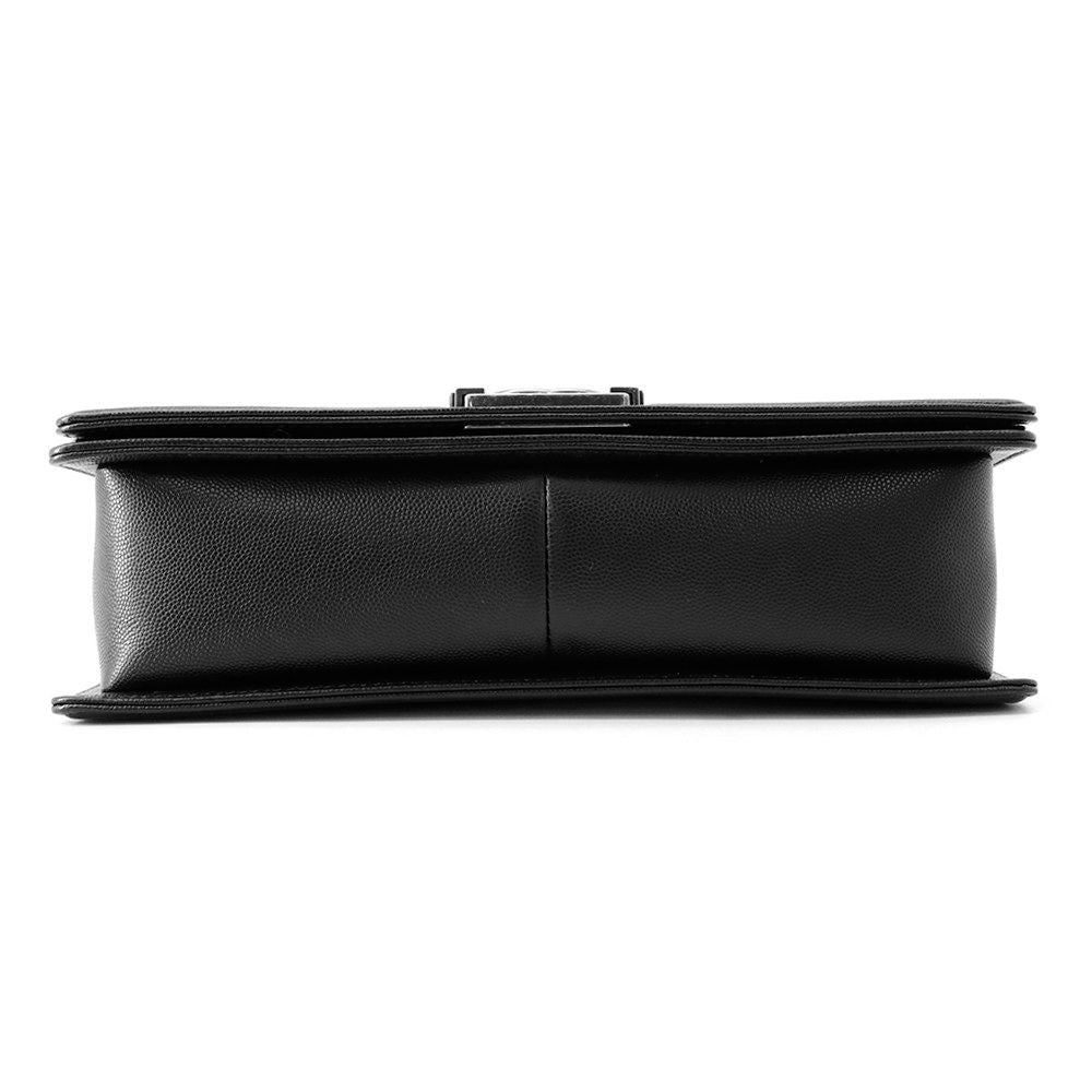 Chanel Chain Shoulder Bag Boy Large Quilted CC Logo Caviar Leather Black — view 3