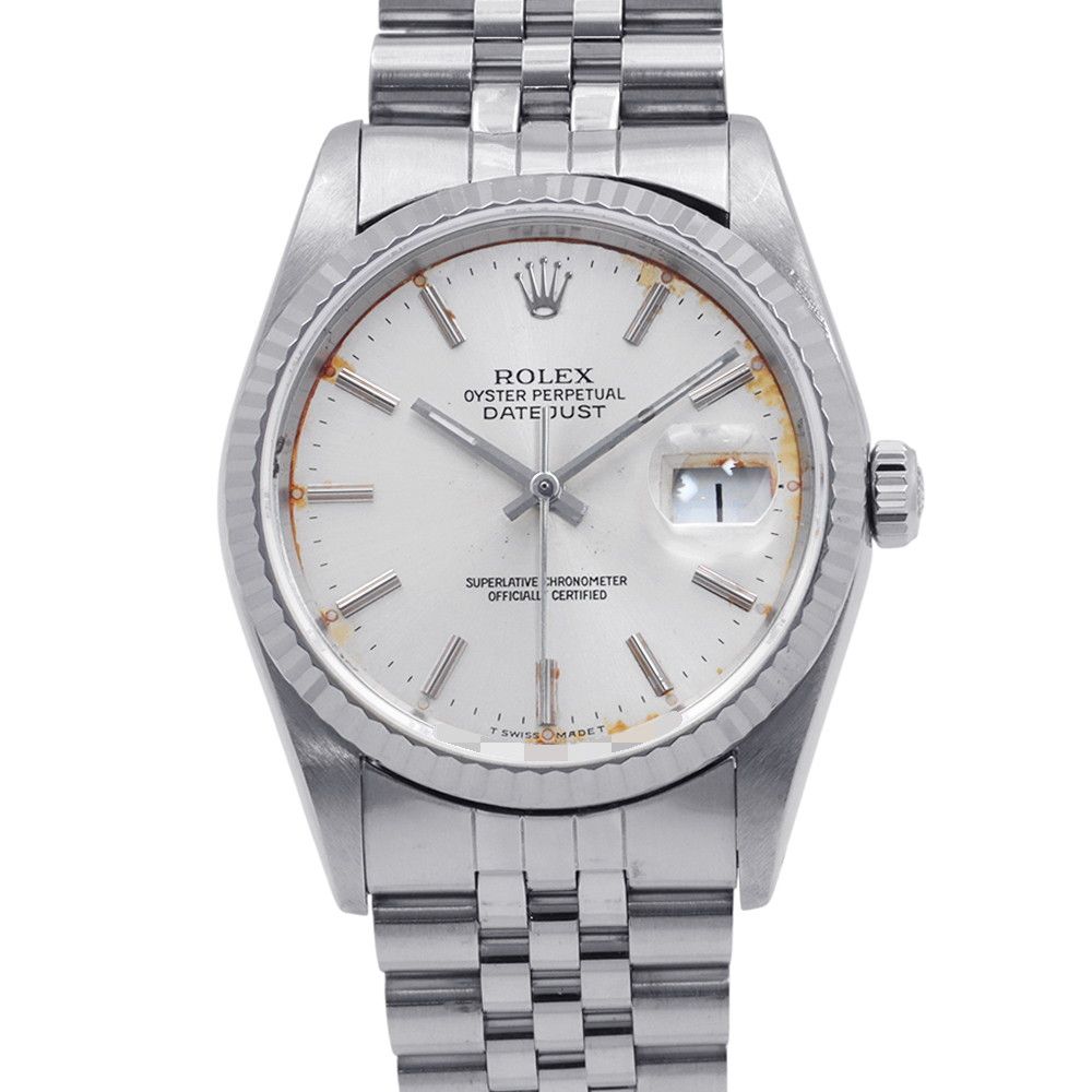 Rolex Datejust 36 SS 18k White Gold Watch Silver Dial
