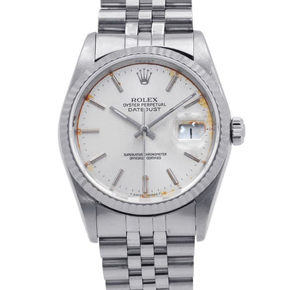 Rolex Datejust 36 SS 18k White Gold Watch Silver Dial