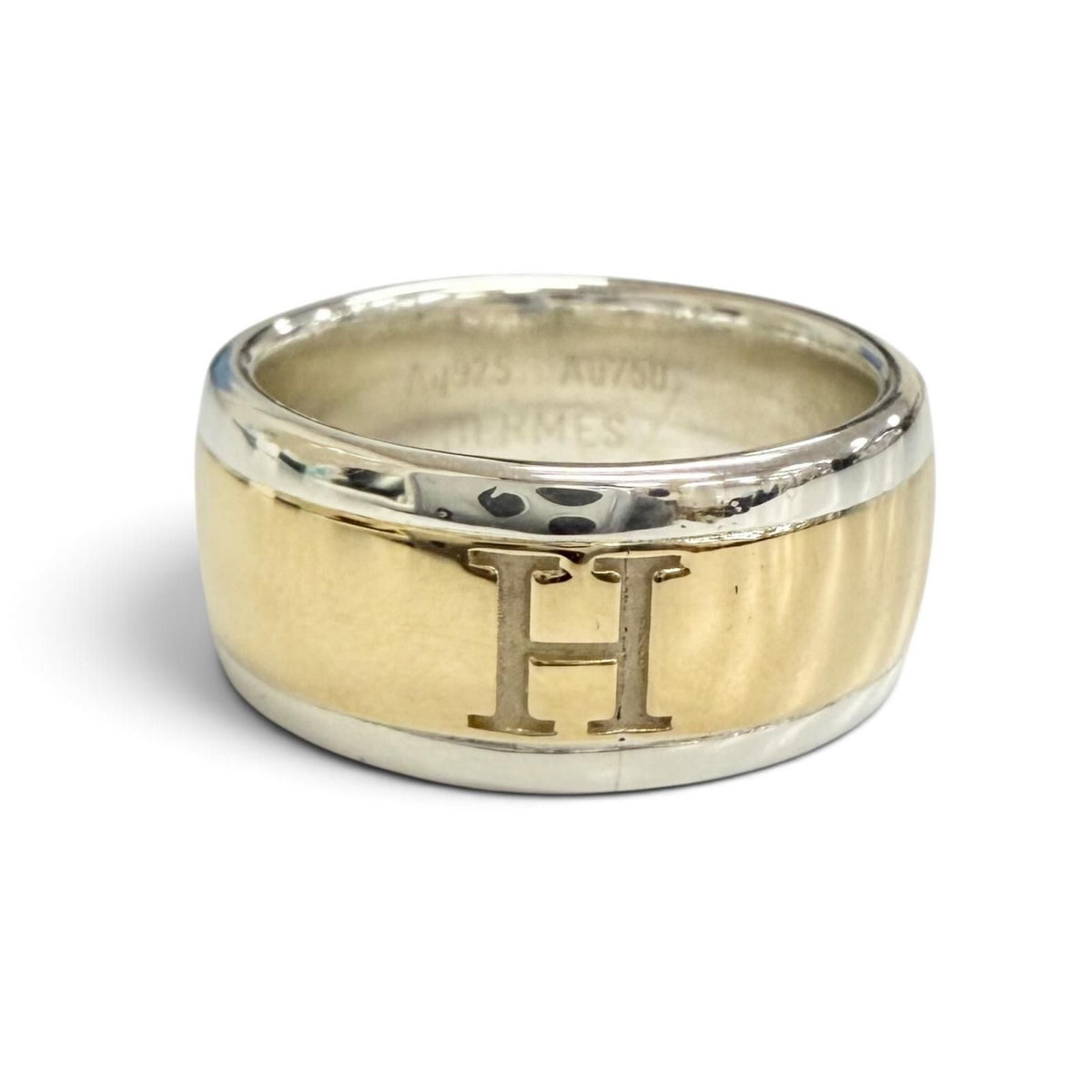 Hermes H Logo Ring Gold Silver