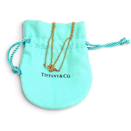 Tiffany & Co T Two Double Chain Bracelet 750 Pink Gold — view 2