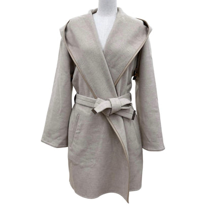 Louis Vuitton Cashmere Wool 2-Way Hooded Wrap Coat Beige 36