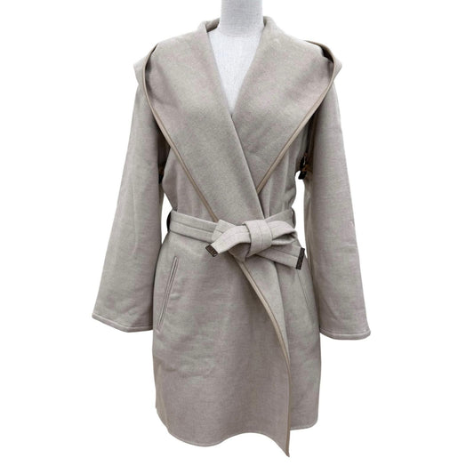 Louis Vuitton Cashmere Wool 2-Way Hooded Wrap Coat Beige 36