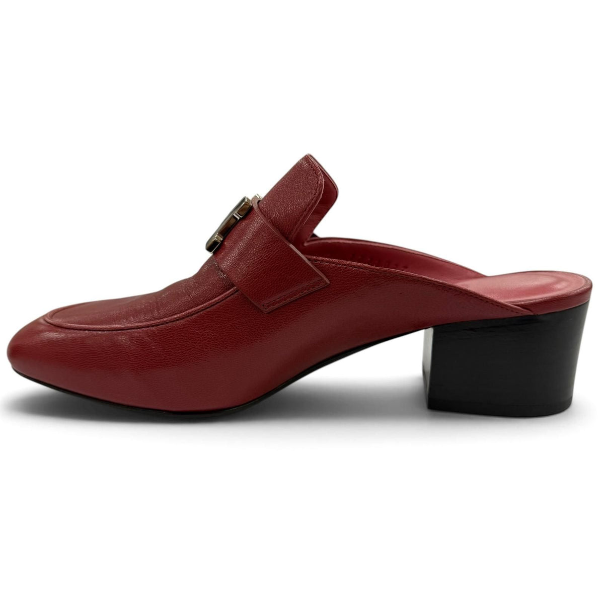 Hermes Paradis Silver Constance H Logo Leather Sandals Red — view 6