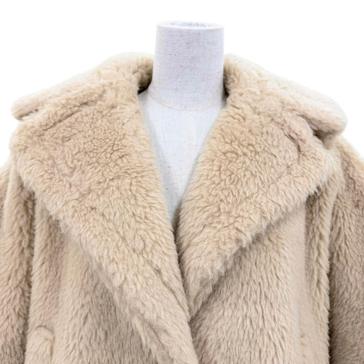 Max Mara Teddy Bear Alpaca Silk Blend Cape Poncho Coat Beige — view 2