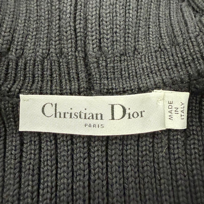 Dior Wool Cotton Bee Embroidery Long Sleeve Knit Cardigan Black 36 — view 6