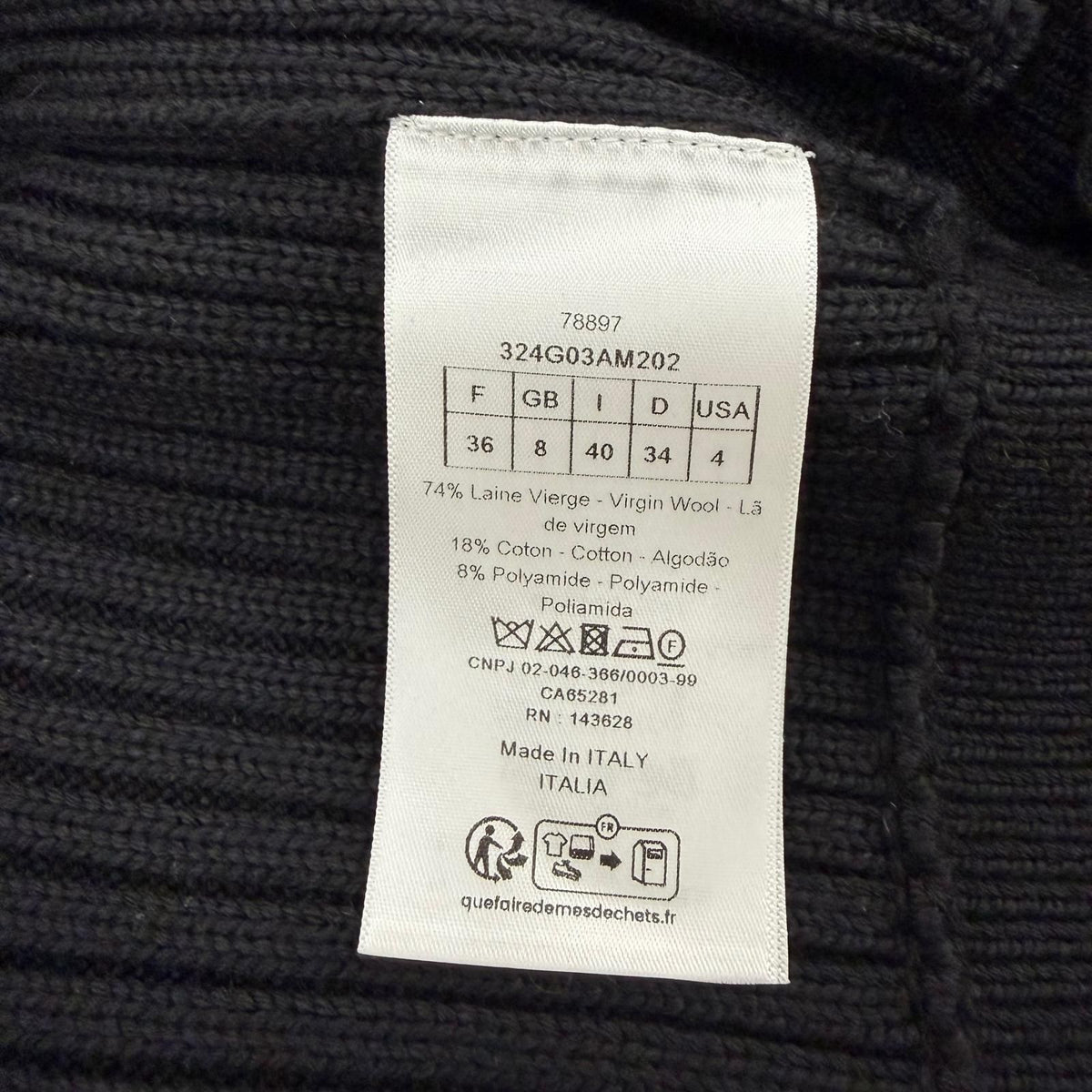 Dior Wool Cotton Bee Embroidery Long Sleeve Knit Cardigan Black 36 — view 7