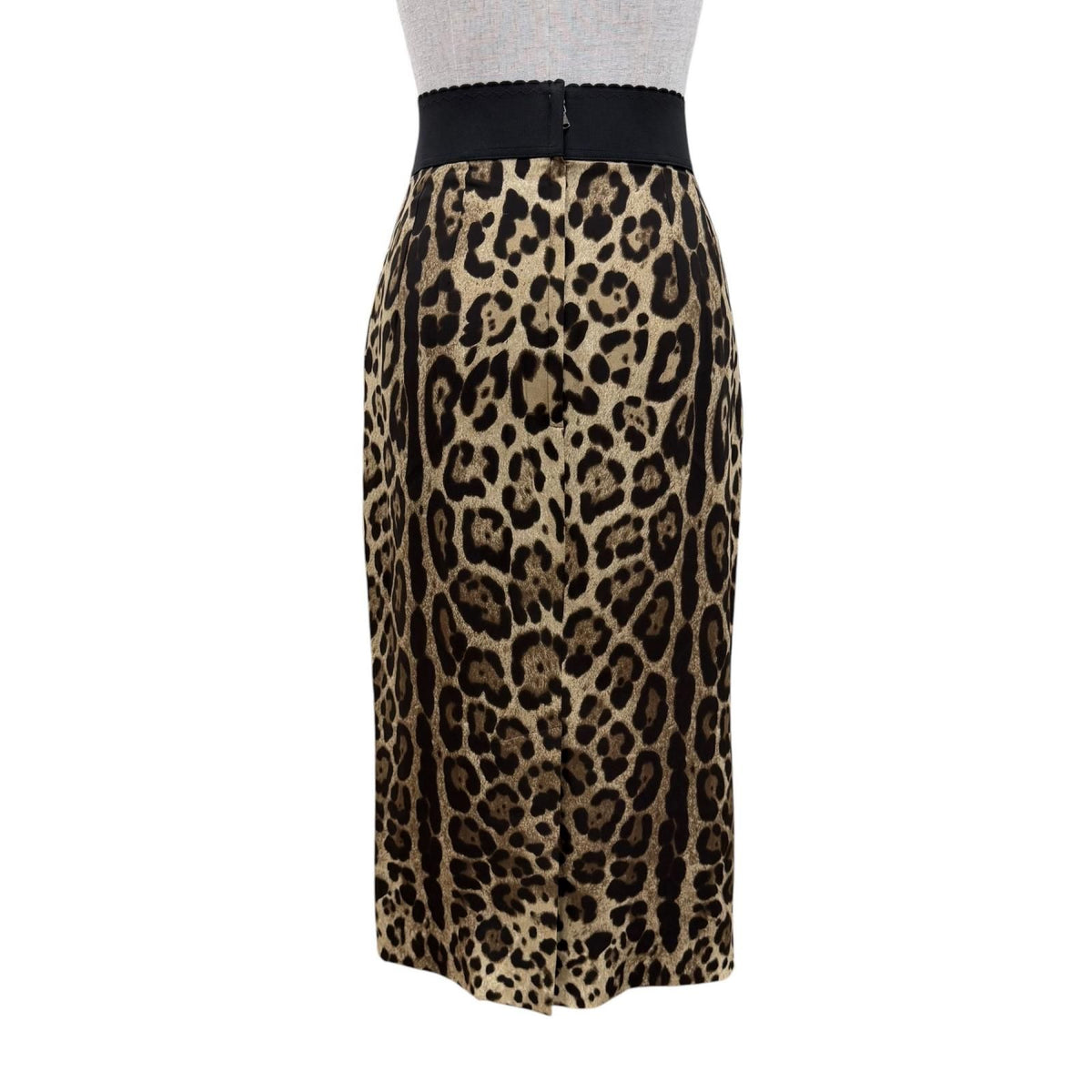 Dolce & Gabbana Silk Leopard Print Long Skirt Beige Brown 38 — view 4