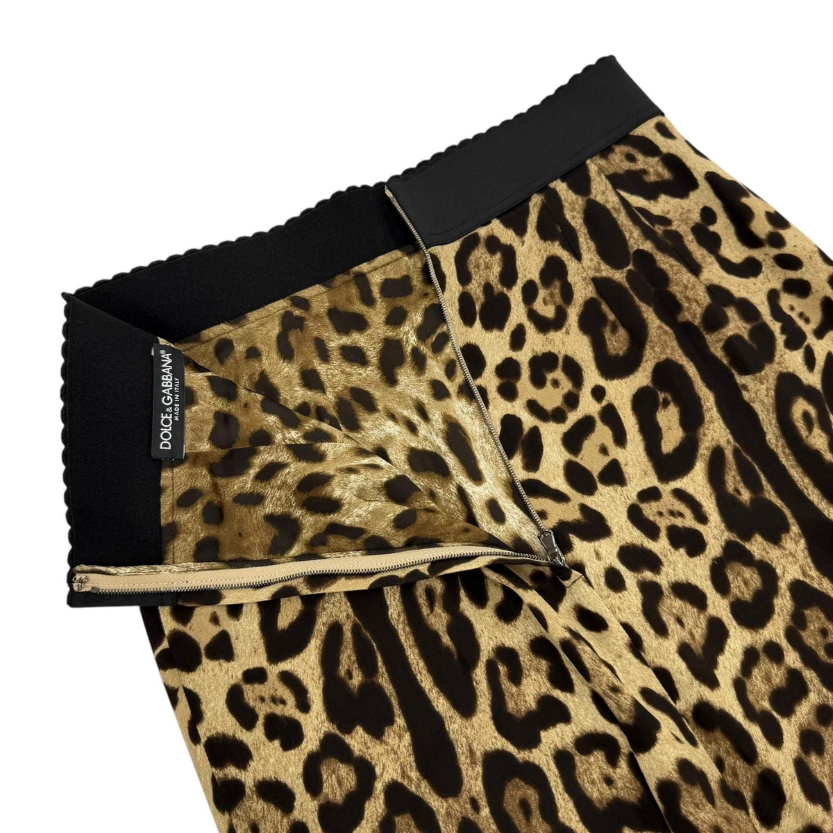Dolce & Gabbana Silk Leopard Print Long Skirt Beige Brown 38 — view 5