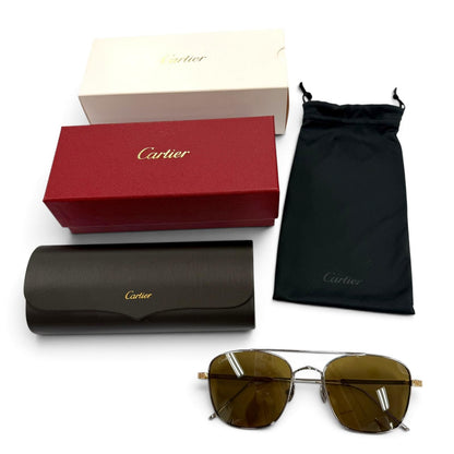 Cartier Two Bridge Eyewear Sunglasses Silver Gold 145 Demo Lens — view 2