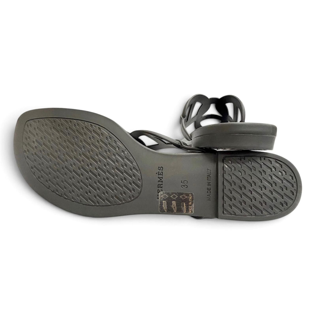 Hermes Chaine D'ancre Motif Rubber Flat Sandals Black — view 5