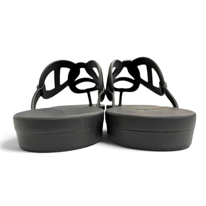 Hermes Chaine D'ancre Motif Rubber Flat Sandals Black — view 4