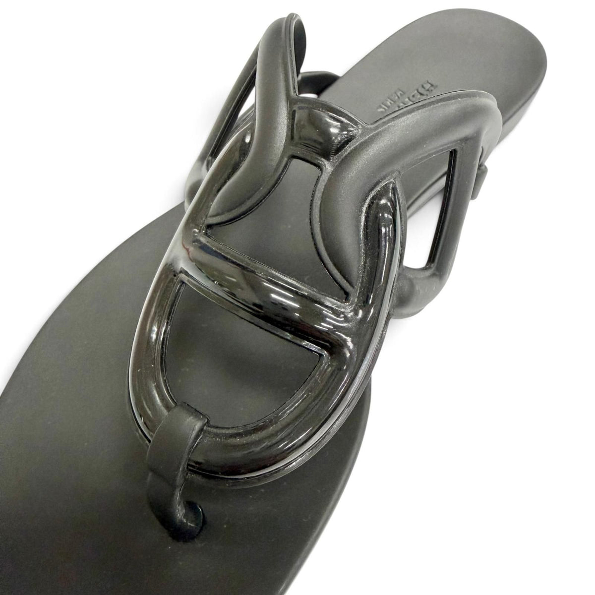 Hermes Chaine D'ancre Motif Rubber Flat Sandals Black — view 8