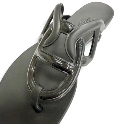 Hermes Chaine D'ancre Motif Rubber Flat Sandals Black — view 8
