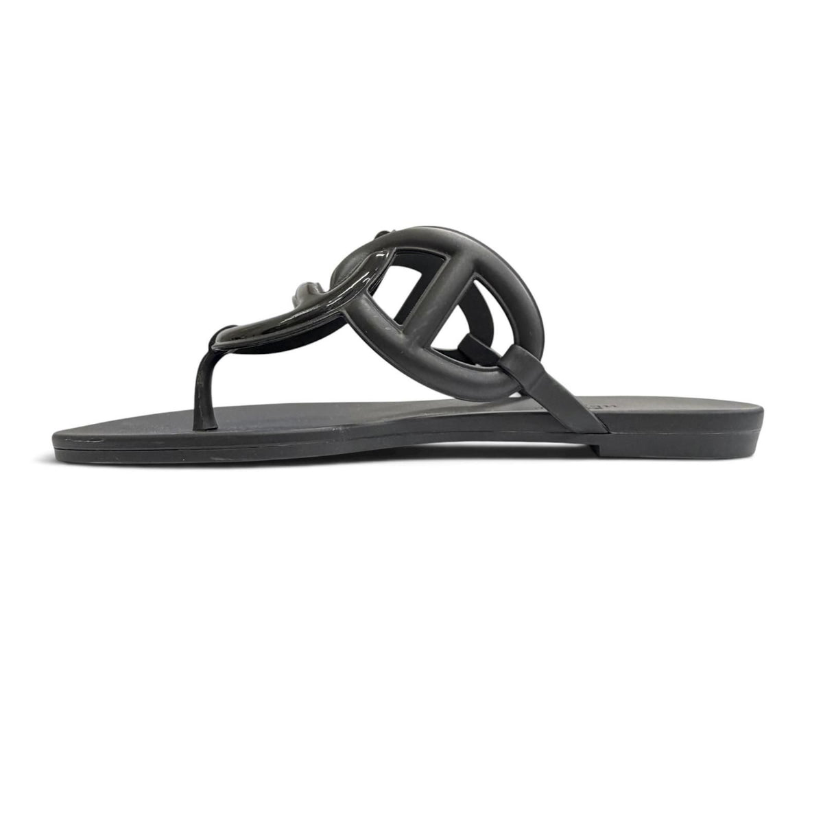 Hermes Chaine D'ancre Motif Rubber Flat Sandals Black — view 6