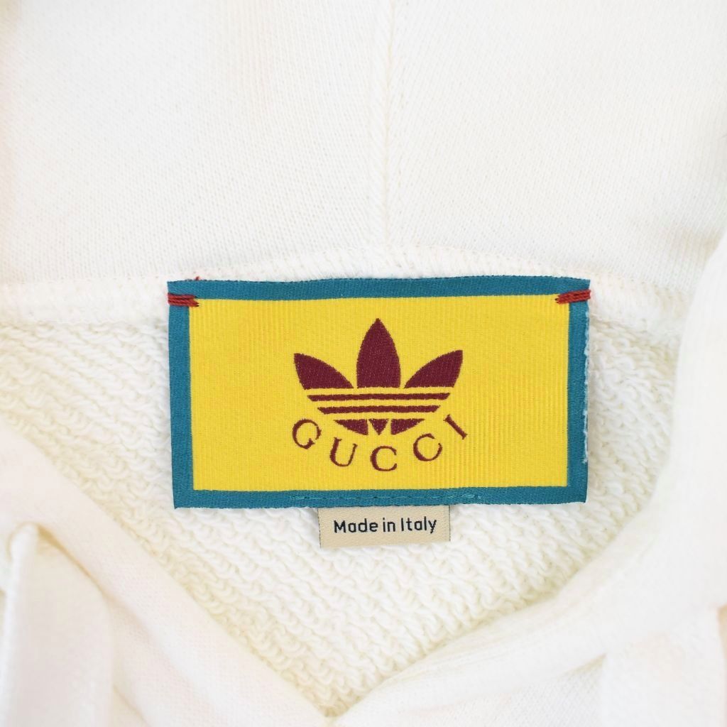 Gucci Adidas Logo Print Pullover Hoodie White M — view 3