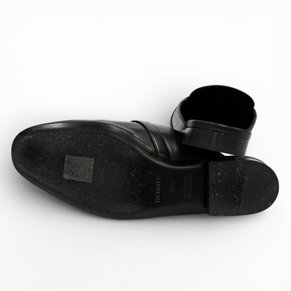 Hermes Oz Chevre Silver Kelly Buckle Mules Black — view 7