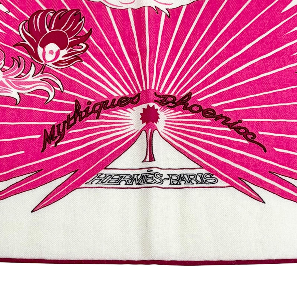 Hermes Mythiques Phoenix Cashmere Silk Carre Geant 140 Scarf Pink — view 6