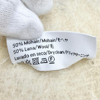 Loewe Wool Mohair Anagram Leather Patch Border Fringe Long Scarf Ivory — view 8
