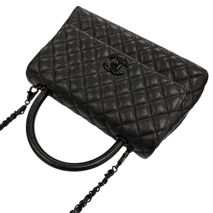 Chanel Coco Handle 29 Large Top Caviar Leather Flap 2-Way Handbag Black — view 8