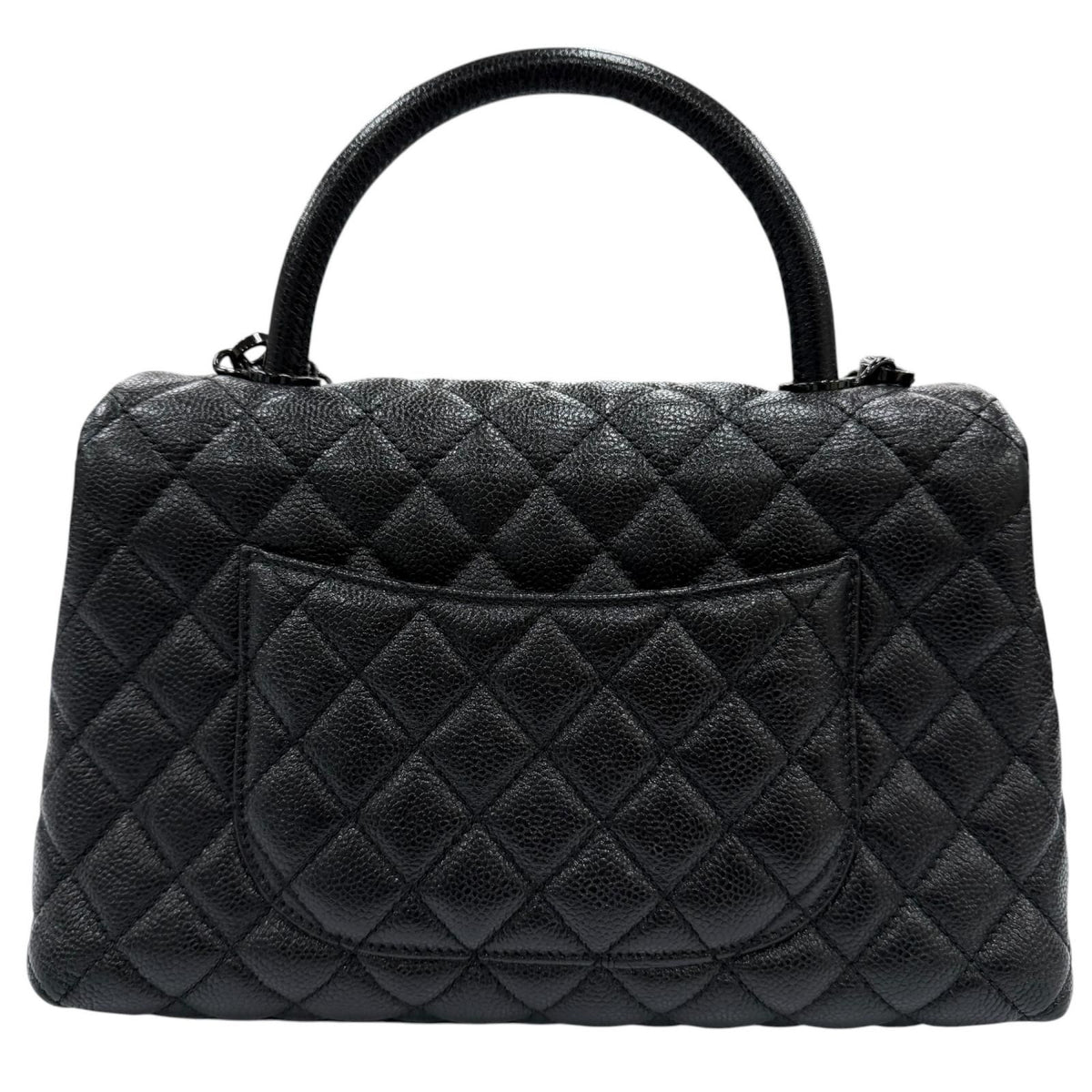 Chanel Coco Handle 29 Large Top Caviar Leather Flap 2-Way Handbag Black — view 2