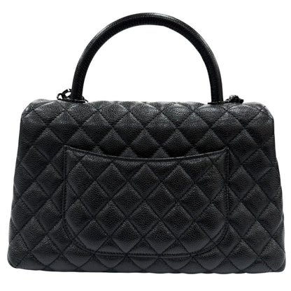 Chanel Coco Handle 29 Large Top Caviar Leather Flap 2-Way Handbag Black — view 2