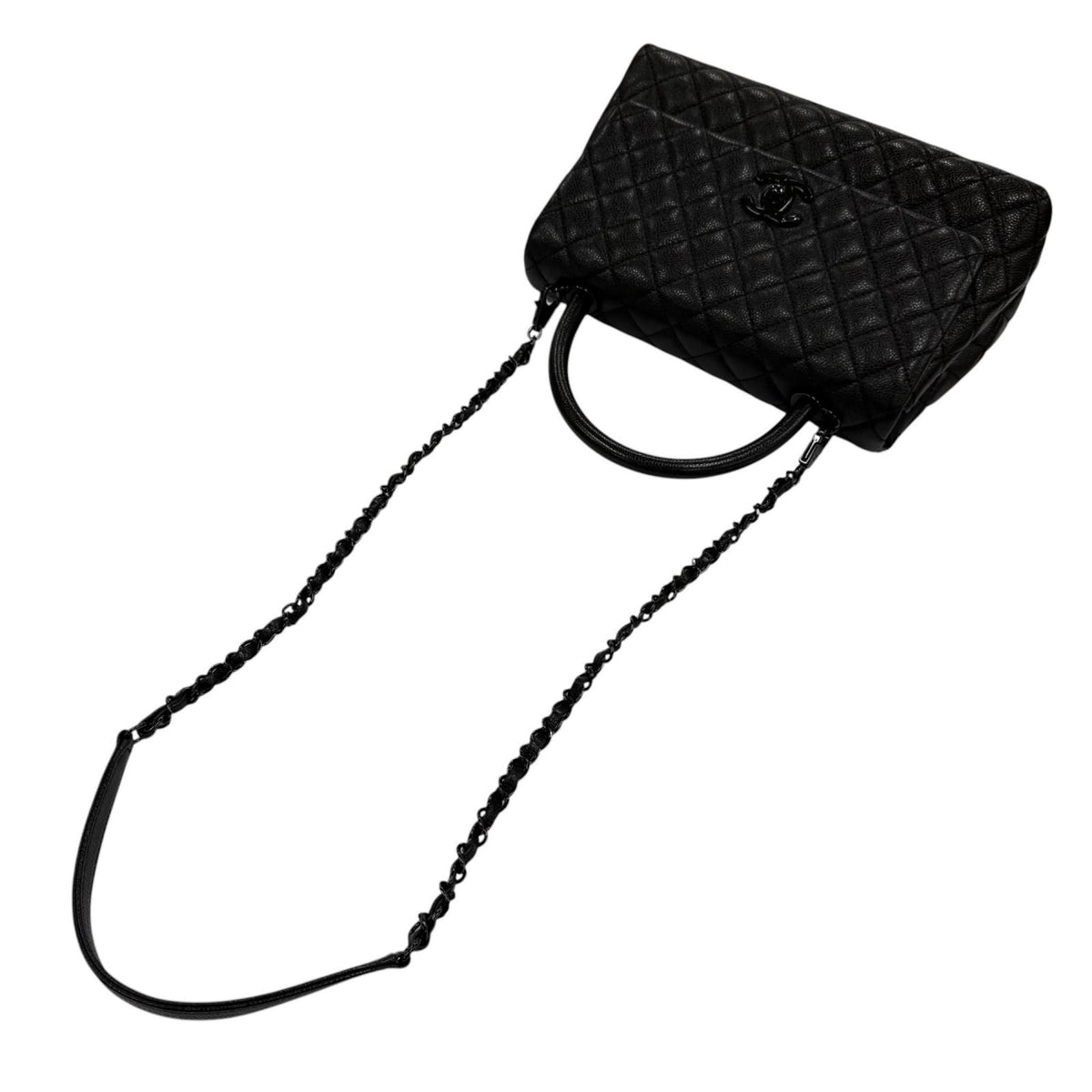 Chanel Coco Handle 29 Large Top Caviar Leather Flap 2-Way Handbag Black — view 7