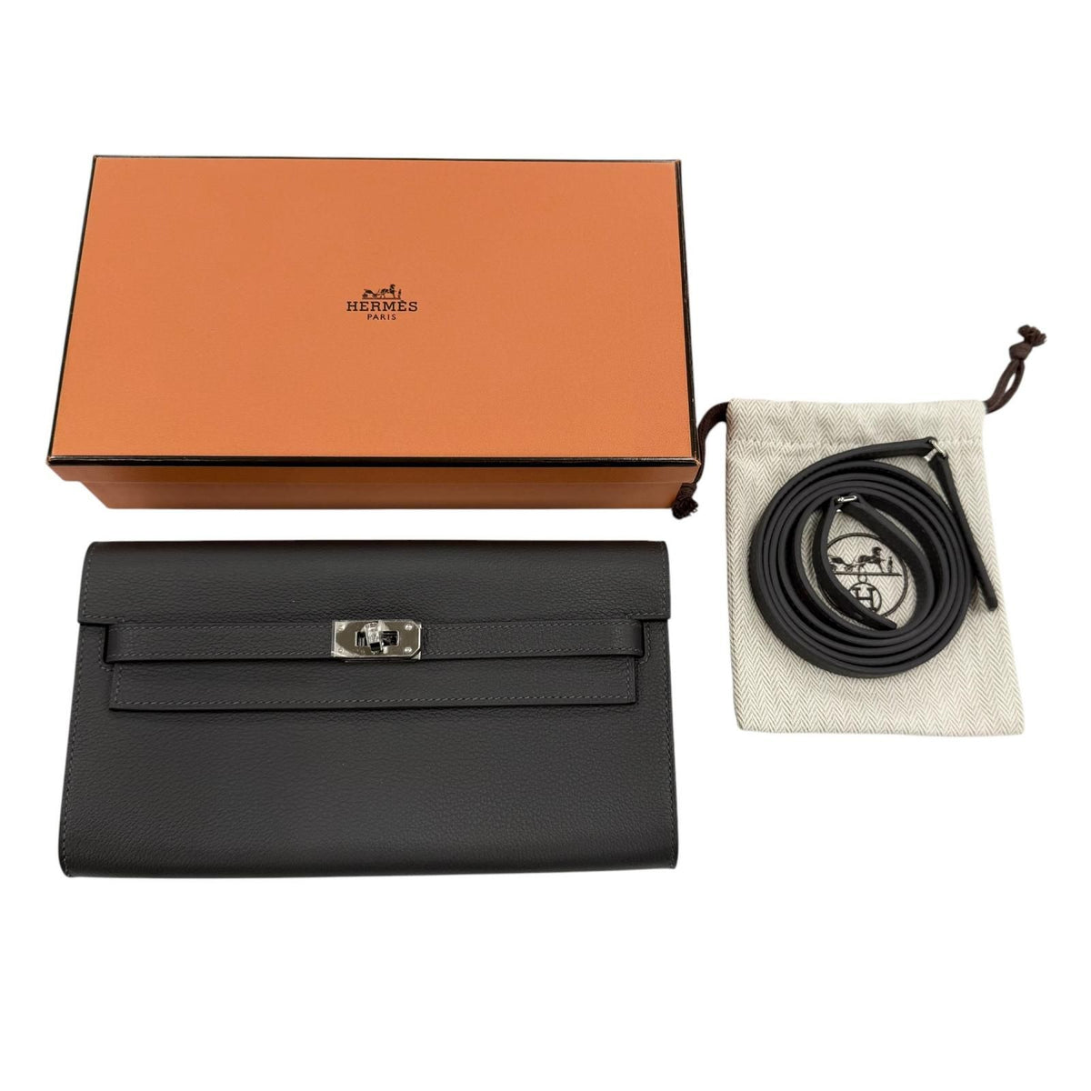 Hermes Kelly Wallet to Go Evercolor Ardoise Silver — view 2