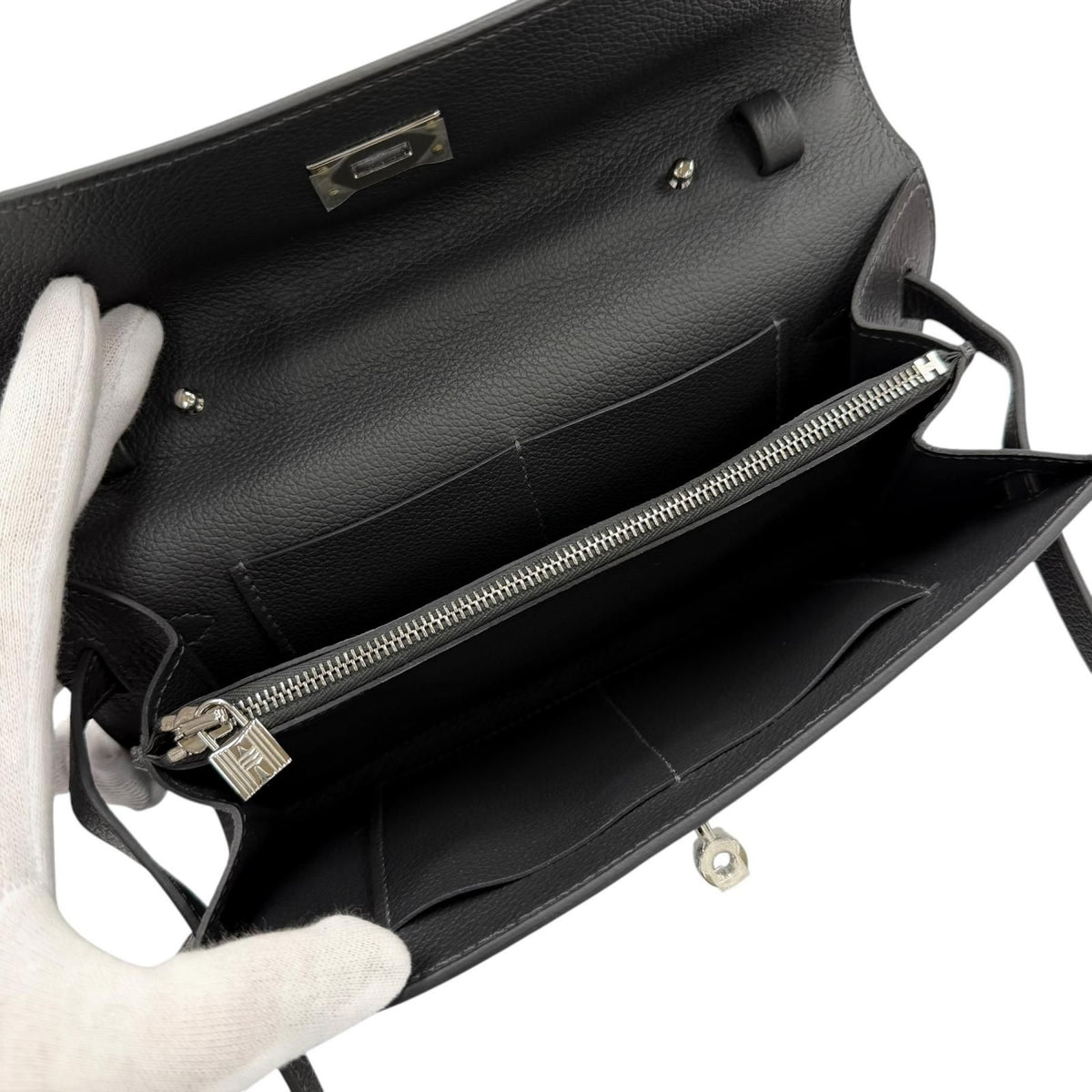 Hermes Kelly Wallet to Go Evercolor Ardoise Silver — view 7