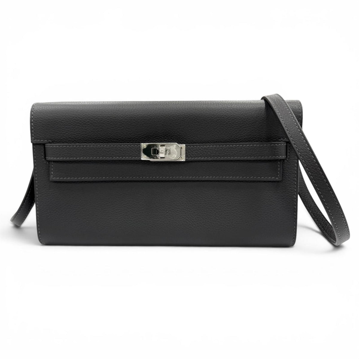 Hermes Kelly Wallet to Go Evercolor Ardoise Silver