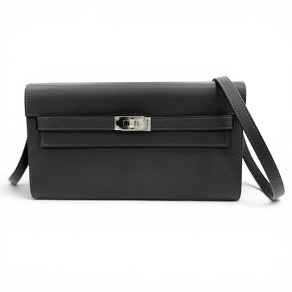 Hermes Kelly Wallet to Go Evercolor Ardoise Silver