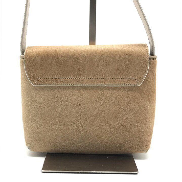 Gucci Vintage Calf Hair Shoulder Bag Beige G Logo — view 3