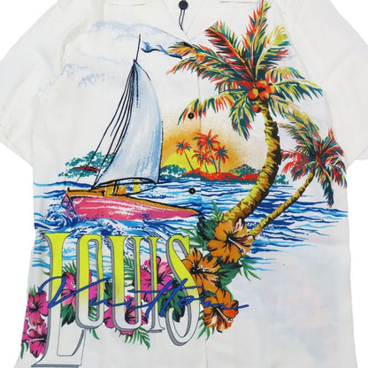 Louis Vuitton Sunset Sailboat Open Collar Shirt Blouse Short Sleeve Top White 36 — view 4