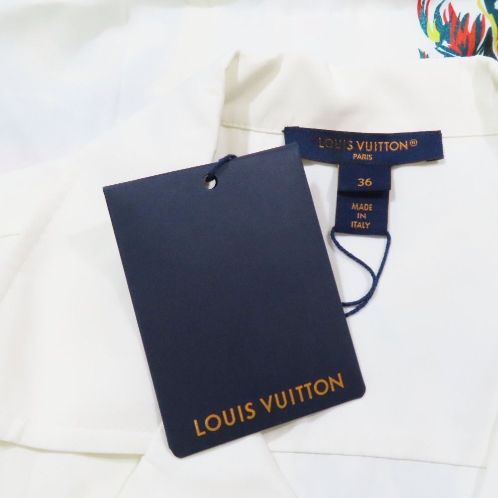 Louis Vuitton Sunset Sailboat Open Collar Shirt Blouse Short Sleeve Top White 36 — view 6