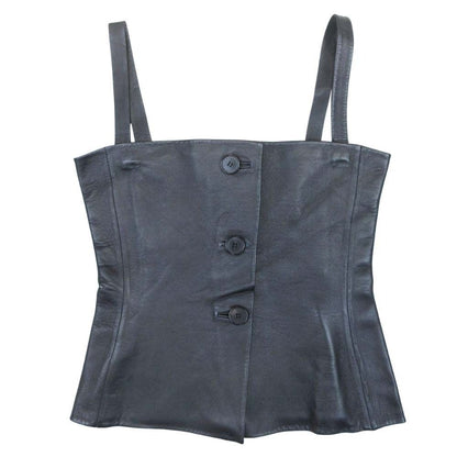 Dior Sheepskin Bustier 2-Way Sleeveless Bare Top Lambskin Black 36