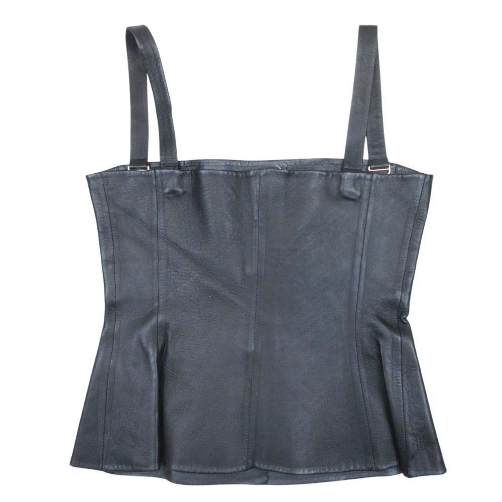 Dior Sheepskin Bustier 2-Way Sleeveless Bare Top Lambskin Black 36 — view 2