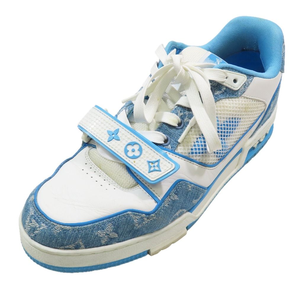Louis Vuitton LV Trainer Sneakers Marine Monogram Denim Shoes Blue White 8 — view 2