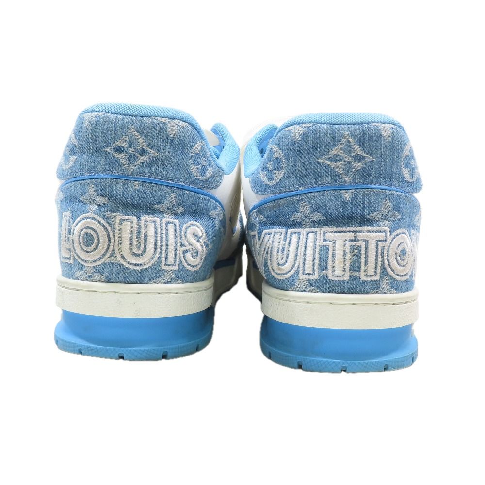Louis Vuitton LV Trainer Sneakers Marine Monogram Denim Shoes Blue White 8 — view 3