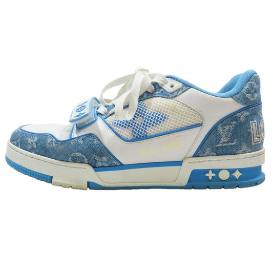 Louis Vuitton LV Trainer Sneakers Marine Monogram Denim Shoes Blue White 8