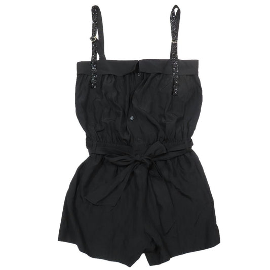 Louis Vuitton Damier Strap Silk Camisole Jumpsuit Shorts Black 40