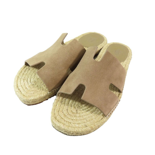 Hermes Espadrilles Antigua Rope Sole Velour Sandals Suede Leather H Logo Shoes